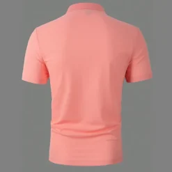 Clearance OUKU Men's Button Up Polos Polo Shirt Casual Holiday Lapel Short Sleeve Fashion Basic Plain Classic Summer Regular Fit Light Sky Blue Pink Army Green Brown Button Up Polos