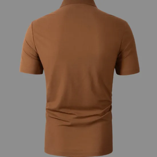 Clearance OUKU Men's Button Up Polos Polo Shirt Casual Holiday Lapel Short Sleeve Fashion Basic Plain Classic Summer Regular Fit Light Sky Blue Pink Army Green Brown Button Up Polos