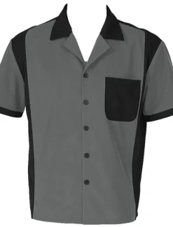 OUKU Men's Button Up Shirt Casual Shirt Bowling Shirt Camp Collar Shirt Cuban Collar Shirt Color Block Turndown White Blue Red & White Deep Blue Dark Grey Street Daily Wear Short Sleeve Patchwork