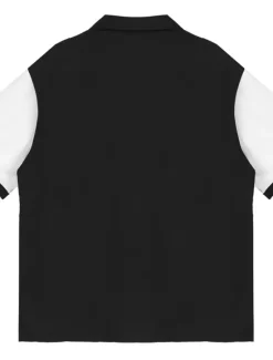 OUKU Men's Button Up Shirt Casual Shirt Bowling Shirt Camp Collar Shirt Cuban Collar Shirt Color Block Turndown White Blue Red & White Deep Blue Dark Grey Street Daily Wear Short Sleeve Patchwork