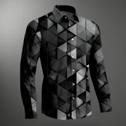 Outlet OUKU Men's Button Up Shirt Long Sleeve Abstract Vacation Casual Daily Weekend Fall & Winter Turndown Black Blue Purple Brown Green
