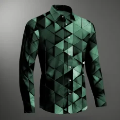 Outlet OUKU Men's Button Up Shirt Long Sleeve Abstract Vacation Casual Daily Weekend Fall & Winter Turndown Black Blue Purple Brown Green