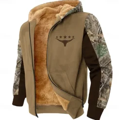 Outlet OUKU Men's Camo / Camouflage Cowboy Fleece Hoodies Fashion Ethnic Long Sleeve Hooded Party Hunting Drawstring Fall Winter Designer Brown