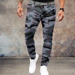 Online OUKU Men's Camo / Camouflage Dress Pants Mid Waist Vintage Formal Outdoor Street Zipper Pocket Summer Spring Fall 3D Print Navy Blue Army Green