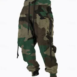 Best OUKU Men's Camo / Camouflage Sweatpants Joggers Pants Trousers Mid Waist Drawstring Elastic Waist Vintage Casual Outdoor Street Pocket Spring Fall Winter 3D Print Army Green