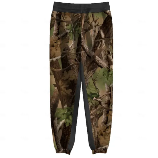 Clearance OUKU Men's Camo Fleece Sweatpants Drawstring Elastic Waist Vintage Casual Outdoor Street Dailywear Pocket Thermal Winter 3D Print Black Army Green Gray