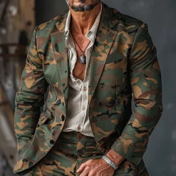 Sale OUKU Men's Camo Long Sleeve Turndown Vintage Casual Outdoor Street Daily Buttons 3D Print Multi Pocket Army Green