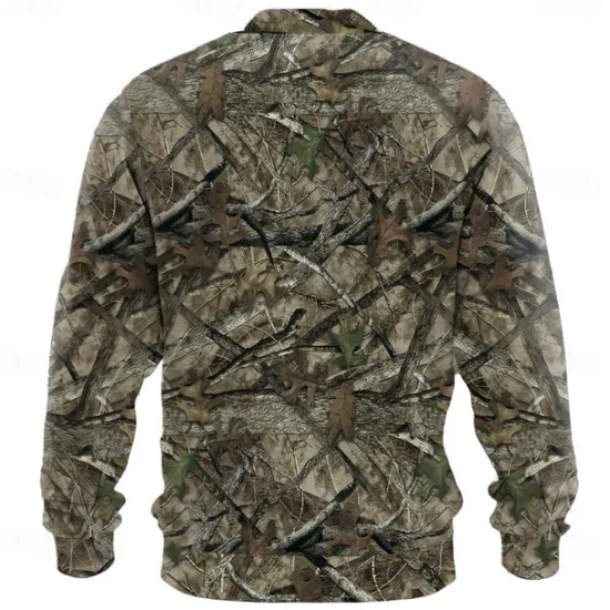 New OUKU Men's Camouflage Camo / Camouflage Sports Casual Long Sleeve Zip Climbing Hunting Red Purple Fall Designer