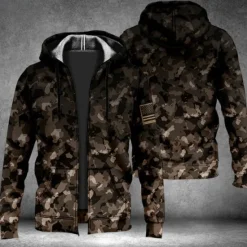 Outlet OUKU Men's Camouflage Graphic Prints Hoodie Hoodies Sweatshirt Streetwear Designer Long Sleeve Hooded Sports & Outdoor Daily Sports Red Blue Zipper Print Spring & Fall Designer