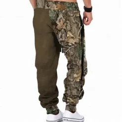 Best OUKU Men's Camouflage Hunting Deer Sweatpants Trousers Mid Waist Drawstring Elastic Waist Active Vintage Casual Outdoor Streetwear with Pockets Spring Fall 3D Print Black Blue Brown