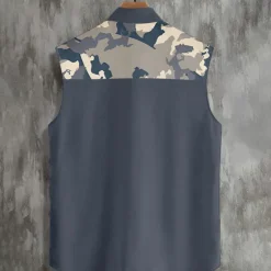 OUKU Men's Camouflage Shirt Western Shirt Cowboy Shirt Sleeveless Western Style Outdoor Work Causal Summer Spring Turndown Collared Shirts Light Khaki Blue Gray