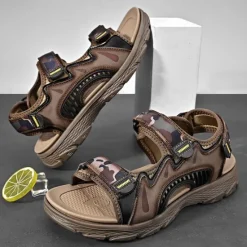 New OUKU Men's Camouflage Sport Sandals with Adjustable Velcro Straps, Breathable Design and Durable Sole for Hiking, Outdoor Activities and Summer Wear