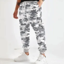 Clearance OUKU Men's Camouflage Sweatpants Joggers Trousers Mid Waist Drawstring Elastic Waist Active Vintage Casual Outdoor Street Dailywear Pocket Spring Fall 3D Print Gray