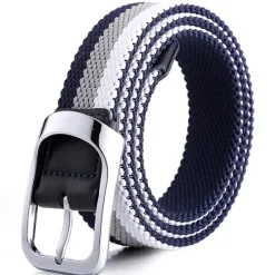Sale OUKU Men's Canvas Belt Braided Belts Black White Polyester Alloy Stripe Daily Wear Going out Weekend