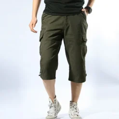Sale OUKU Men's Capri Cargo Shorts Cargo Shorts Capri Pants Camo Shorts Shorts Pocket Plain Camouflage Comfort Breathable Outdoor Daily Going out Fashion Casual Camouflage Black Black
