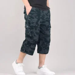Sale OUKU Men's Capri Cargo Shorts Cargo Shorts Capri Pants Camo Shorts Shorts Pocket Plain Camouflage Comfort Breathable Outdoor Daily Going out Fashion Casual Camouflage Black Black