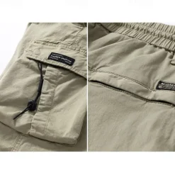 Hot OUKU Men's Capri Cargo Shorts Capri Pants Drawstring Elastic Waist Multi Pocket Plain Comfort Wearable Calf-Length Outdoor Sport Daily Fashion Casual Black Khaki