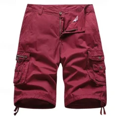 Discount OUKU Men's Capri Cargo Shorts Cargo Shorts Shorts Hiking Shorts Buttons Multi Pocket Plain Comfort Soft Knee Length Outdoor Casual Daily Fashion Streetwear Black Red Micro-elastic