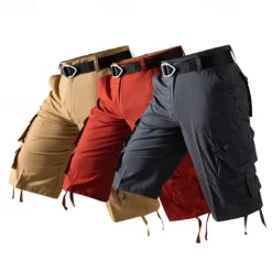 Clearance OUKU Men's Capri Cargo Shorts Cargo Shorts Capri Pants Shorts Summer Shorts Zipper Multiple Pockets Flap Pocket Plain Comfort Breathable Knee Length Outdoor Vacation Sporty Casual Red Khaki