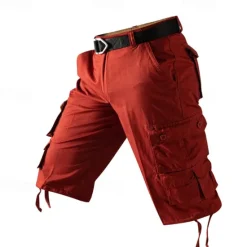 Clearance OUKU Men's Capri Cargo Shorts Cargo Shorts Capri Pants Shorts Summer Shorts Zipper Multiple Pockets Flap Pocket Plain Comfort Breathable Knee Length Outdoor Vacation Sporty Casual Red Khaki