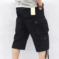 Discount OUKU Men's Capri Cargo Shorts Leg Drawstring Multi Pocket Plain Calf-Length Streetwear Classic Style Black Army Green