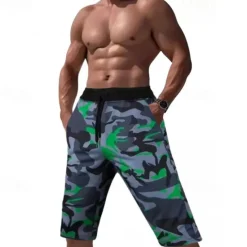 Clearance OUKU Men's Capri Pants Camo Shorts Summer Shorts Pocket Drawstring Elastic Waist Graphic Camouflage Camo / Camouflage Comfort Breathable Calf-Length Outdoor Vacation Sport Casual Yellow Sky Blue