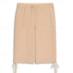 Best OUKU Men's Capri Pants Linen Shorts Summer Shorts Beach Shorts Pocket Elastic Waist Drawstring Plain Soft Breathable Calf-Length Sports Outdoor Casual Black Blue