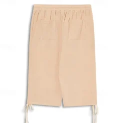Best OUKU Men's Capri Pants Linen Shorts Summer Shorts Beach Shorts Pocket Elastic Waist Drawstring Plain Soft Breathable Calf-Length Sports Outdoor Casual Black Blue