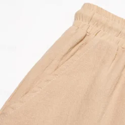 Best OUKU Men's Capri Pants Linen Shorts Summer Shorts Beach Shorts Pocket Elastic Waist Drawstring Plain Soft Breathable Calf-Length Sports Outdoor Casual Black Blue