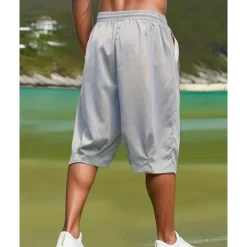 Sale OUKU Men's Capri Pants Summer Shorts Casual Shorts Pocket Drawstring Elastic Waist Plain Comfort Breathable Calf-Length Outdoor Vacation Sport Casual Black Army Green