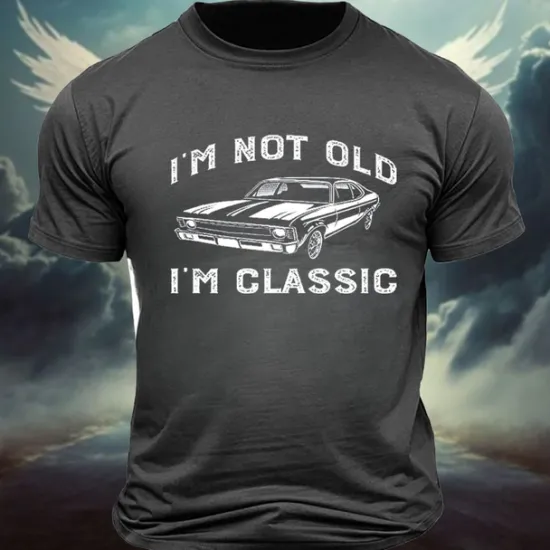Hot OUKU Men's Car Letter Classic Old Man T Shirt Tee Top 100% Cotton Short Sleeve Graphic Shirt Black Dark Grey Army Green Comfortable Tee Street Sports Outdoor Fashion Designer Clothing