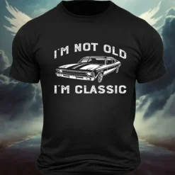 Hot OUKU Men's Car Letter Classic Old Man T Shirt Tee Top 100% Cotton Short Sleeve Graphic Shirt Black Dark Grey Army Green Comfortable Tee Street Sports Outdoor Fashion Designer Clothing