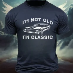 Hot OUKU Men's Car Letter Classic Old Man T Shirt Tee Top 100% Cotton Short Sleeve Graphic Shirt Black Dark Grey Army Green Comfortable Tee Street Sports Outdoor Fashion Designer Clothing