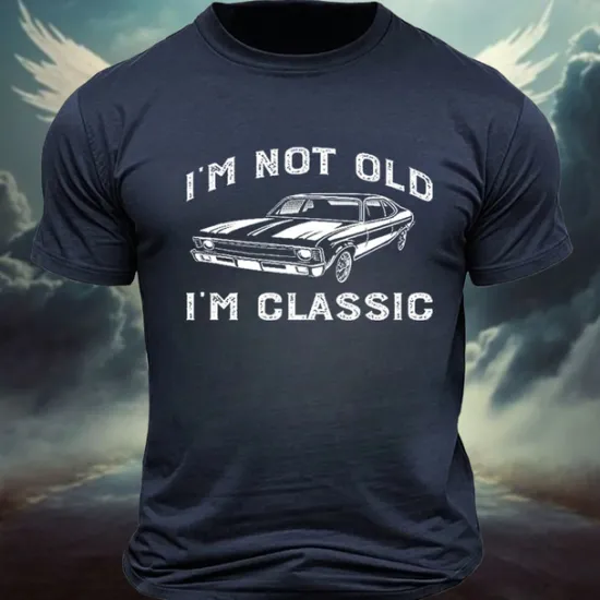 Hot OUKU Men's Car Letter Classic Old Man T Shirt Tee Top 100% Cotton Short Sleeve Graphic Shirt Black Dark Grey Army Green Comfortable Tee Street Sports Outdoor Fashion Designer Clothing