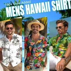 Online OUKU Men's Car Shirt Summer Hawaiian Shirt Aloha Shirt Shirt Turndown Fashion Designer Casual Outdoor Street Casual Yellow Red Purple S M L