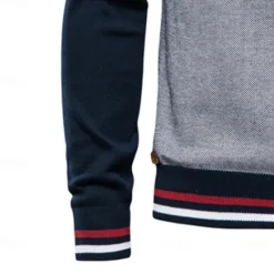 Online OUKU Men's Cardigan Sweater Cardigan Ribbed Knit Regular Tops Zipper Color Block Standing Collar Knitwear Neutral Outdoor Clothing Apparel Spring & Fall Black Navy Blue S M L