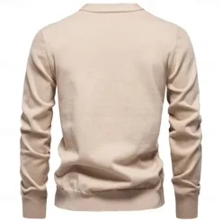Outlet OUKU Men's Cardigan Sweater Cardigan Ribbed Knit Regular Tops Button Up Button-Down Solid Color V Neck Knitwear Fashion Work Causal Clothing Apparel Spring & Fall Navy Blue Beige S M L