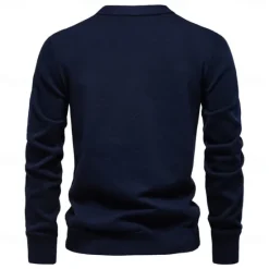Outlet OUKU Men's Cardigan Sweater Cardigan Ribbed Knit Regular Tops Button Up Button-Down Solid Color V Neck Knitwear Fashion Work Causal Clothing Apparel Spring & Fall Navy Blue Beige S M L