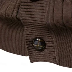 Sale OUKU Men's Cardigan Sweater Knit Patchwork Zipper Solid Color Rolled collar Knitwear Elegant School Training Clothing Apparel Fall Winter Red Brown Black S M L