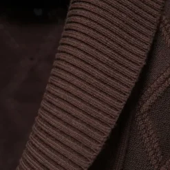 Sale OUKU Men's Cardigan Sweater Knit Patchwork Zipper Solid Color Rolled collar Knitwear Elegant School Training Clothing Apparel Fall Winter Red Brown Black S M L
