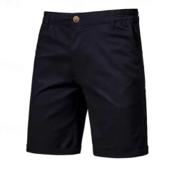 New OUKU Men's Cargo Pants Buttons Pocket Solid Color Breathable Outdoor Short Outdoor Party Business Simple Classic Style Black White Micro-elastic
