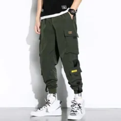 Best OUKU Men's Cargo Pants Cargo Trousers Joggers Trousers Harem Pants Drawstring Elastic Waist Leg Drawstring Plain Full Length Casual Daily Streetwear Hip Hop Black Army Green Micro-elastic