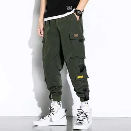 Best OUKU Men's Cargo Pants Cargo Trousers Joggers Trousers Harem Pants Drawstring Elastic Waist Leg Drawstring Plain Full Length Casual Daily Streetwear Hip Hop Black Army Green Micro-elastic