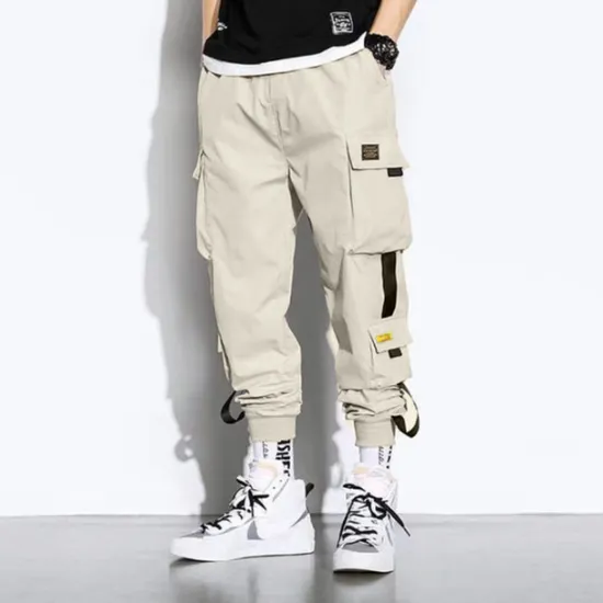 Best OUKU Men's Cargo Pants Cargo Trousers Joggers Trousers Harem Pants Drawstring Elastic Waist Leg Drawstring Plain Full Length Casual Daily Streetwear Hip Hop Black Army Green Micro-elastic