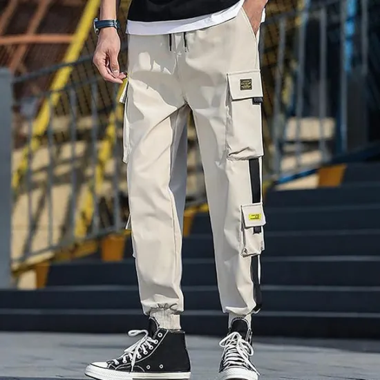 Best OUKU Men's Cargo Pants Cargo Trousers Joggers Trousers Harem Pants Drawstring Elastic Waist Leg Drawstring Plain Full Length Casual Daily Streetwear Hip Hop Black Army Green Micro-elastic