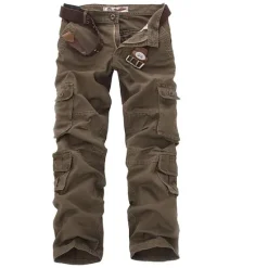 Clearance OUKU Men's Cargo Pants Cargo Trousers Combat Trousers Trousers Multi Pocket Plain Full Length Casual Black khaki Micro-elastic
