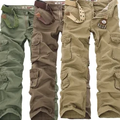 Clearance OUKU Men's Cargo Pants Cargo Trousers Combat Trousers Trousers Multi Pocket Plain Full Length Casual Black khaki Micro-elastic