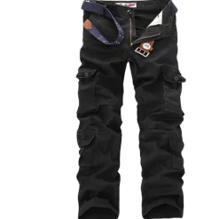 Clearance OUKU Men's Cargo Pants Cargo Trousers Combat Trousers Trousers Multi Pocket Plain Full Length Casual Black khaki Micro-elastic
