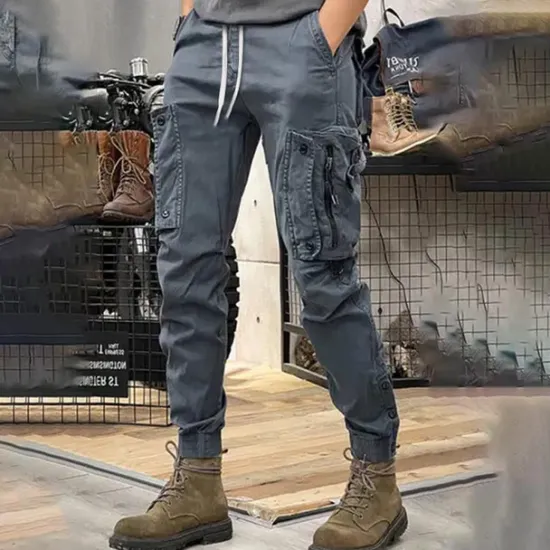 Best OUKU Men's Cargo Pants Cargo Trousers Pocket Drawstring Elastic Waist Plain Comfort Breathable Outdoor Daily Going out Fashion Casual Black Khaki