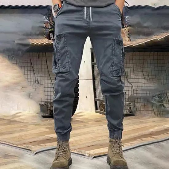 Best OUKU Men's Cargo Pants Cargo Trousers Pocket Drawstring Elastic Waist Plain Comfort Breathable Outdoor Daily Going out Fashion Casual Black Khaki